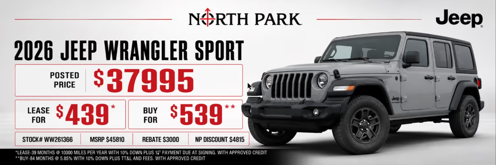 2026 Jeep Wrangler Sport special